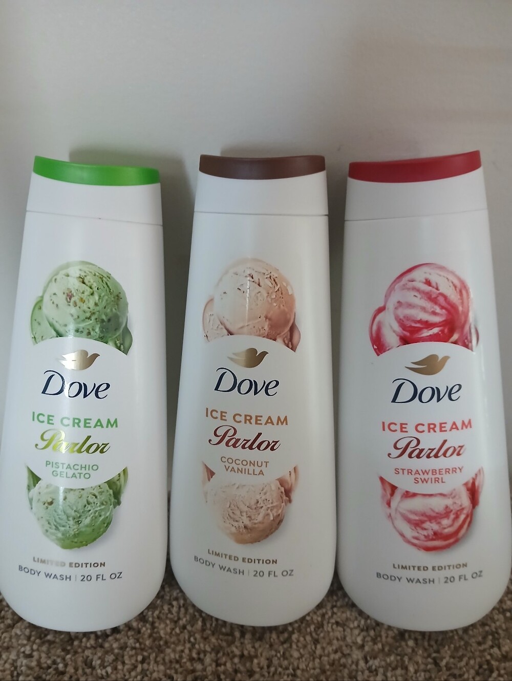 Dove Ice Cream Parlor Set Of 3 Coconut Vanilla, Pistachio Gelato, Strawberry